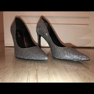 Nine West Silver Glitter Heels